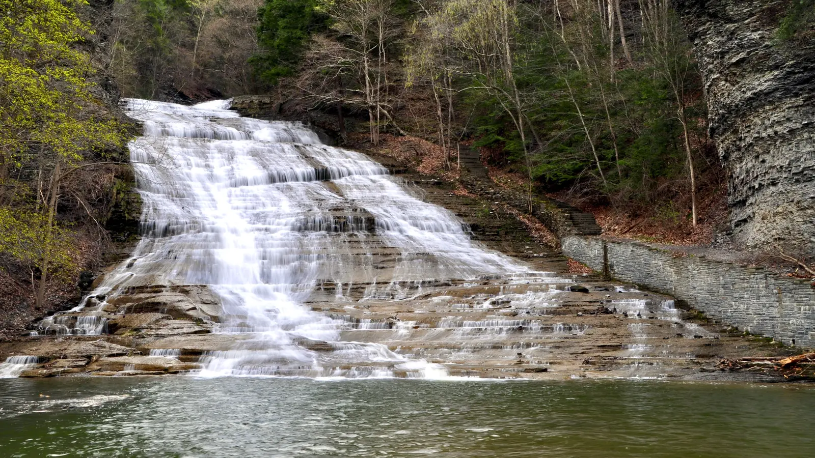 Buttermilk Falls and its stone gorge stairway