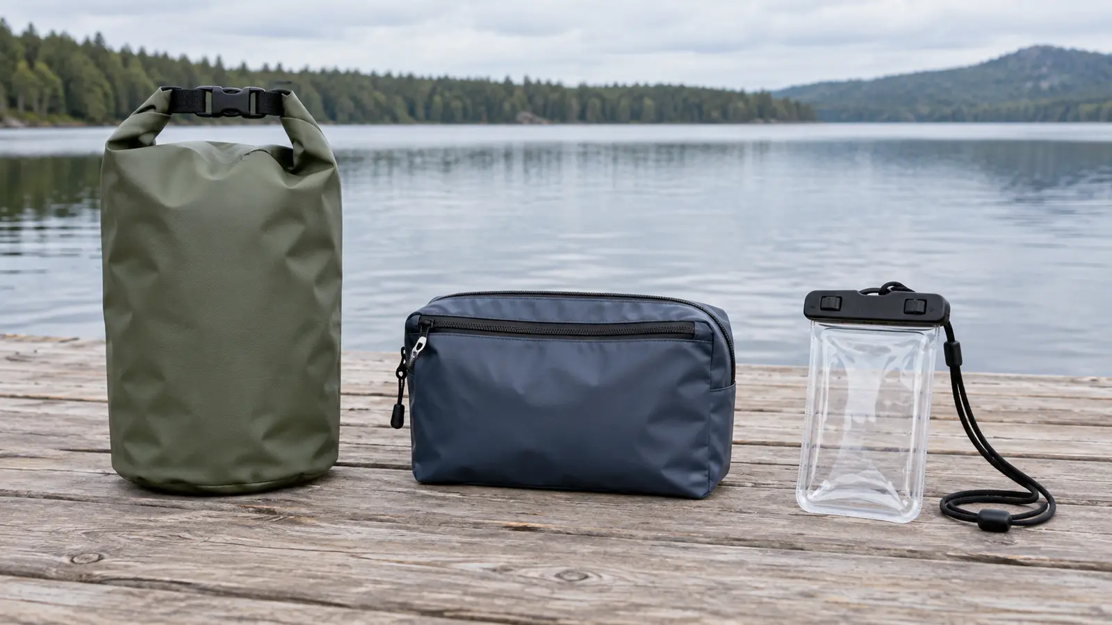 Three generic water-storage categories on a dock