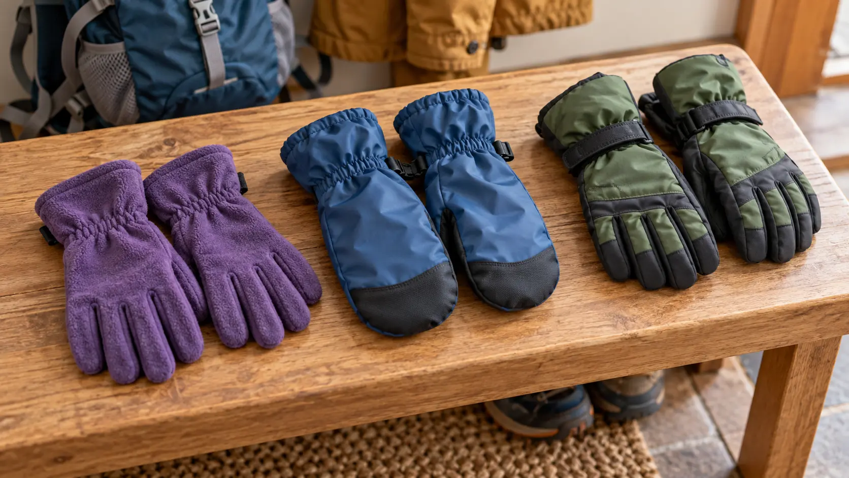 Unbranded fleece gloves, shell mittens and insulated gloves
